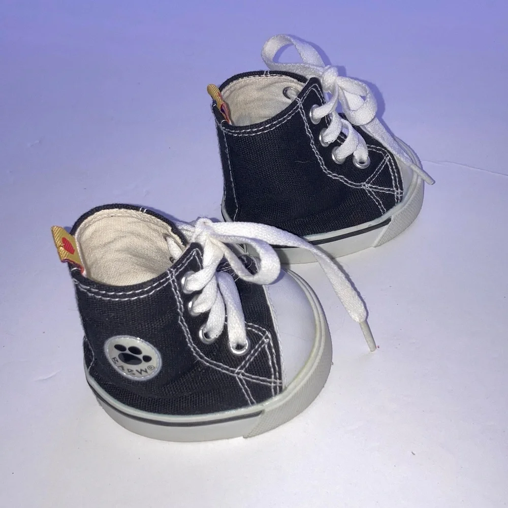 BUILD A BEAR Sneakers Shoes Black White Canvas High Top BABW NEW